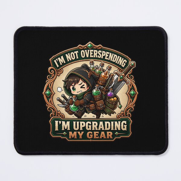 Item preview, I'm Not Overspending Upgrading Gear - Chibi Rogue RPG Meme designed and sold by Dice_Goblin_Studio.