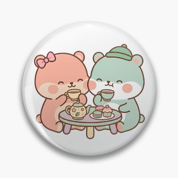 Item preview, Kawaii Pastel Bears Enjoying Cozy Tea Party designed and sold by Cuddly-Critters.