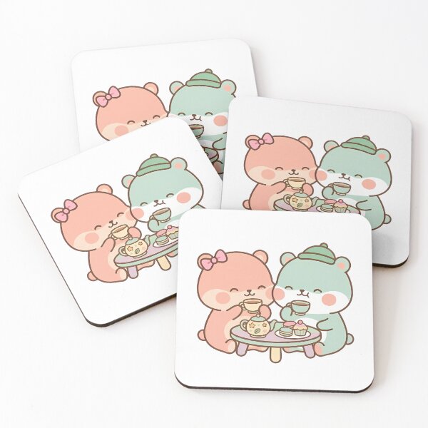 Item preview, Kawaii Pastel Bears Enjoying Cozy Tea Party designed and sold by Cuddly-Critters.