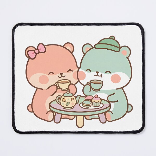 Item preview, Kawaii Pastel Bears Enjoying Cozy Tea Party designed and sold by Cuddly-Critters.
