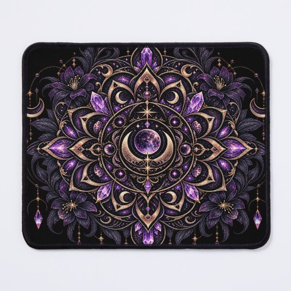 Item preview, Celestial Gothic Mandala – Moon & Amethyst Mystical Design designed and sold by Lumvero.