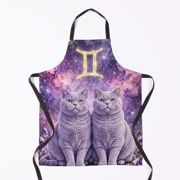 Item preview, Mystical Gemini Twin Cats With Golden Constellation and Amethyst Crystals designed and sold by Moody Vibes Studio.