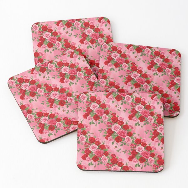 Item preview, Red and Pink Roses on Light Pink Pattern designed and sold by Lasofficial.