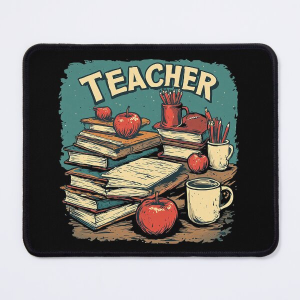 Item preview, Vintage Teacher Desk & Books Classic Retro Illustration designed and sold by emiliacreations.