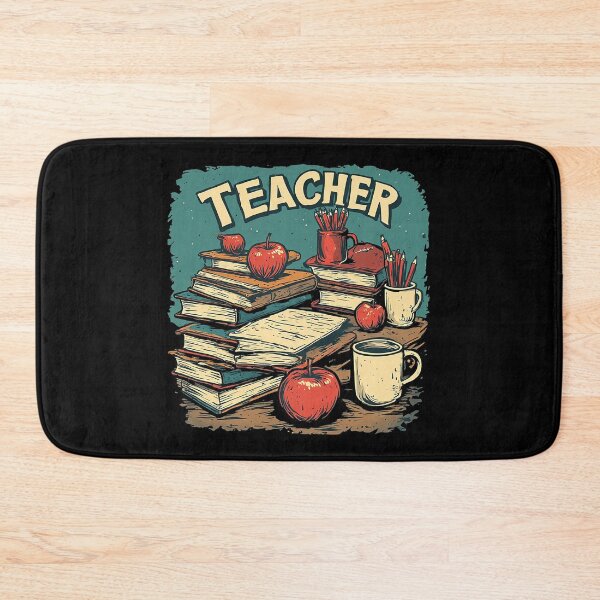 Item preview, Vintage Teacher Desk & Books Classic Retro Illustration designed and sold by emiliacreations.