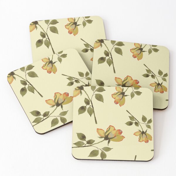 Item preview, Watercolor Tossed Gold Roses on Yellow Background designed and sold by Vintage-Lady65.