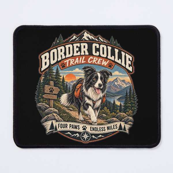 Item preview, Border Collie Trail Crew Hiking Dog designed and sold by Bartas2026.