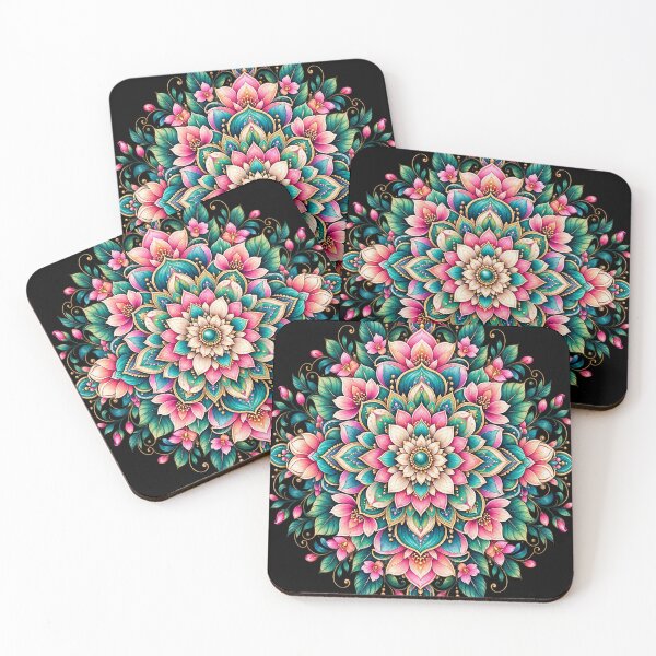 Item preview, Colorful Floral Mandala – Pink & Turquoise Botanical Design designed and sold by Lumvero.