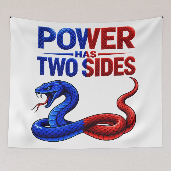 Item preview, Power Has Two Sides Snake – Red & Blue Reptile designed and sold by ArtSpark Studio.