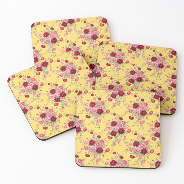 Item preview, Red and Pink Roses on Yellow Pattern designed and sold by Lasofficial.