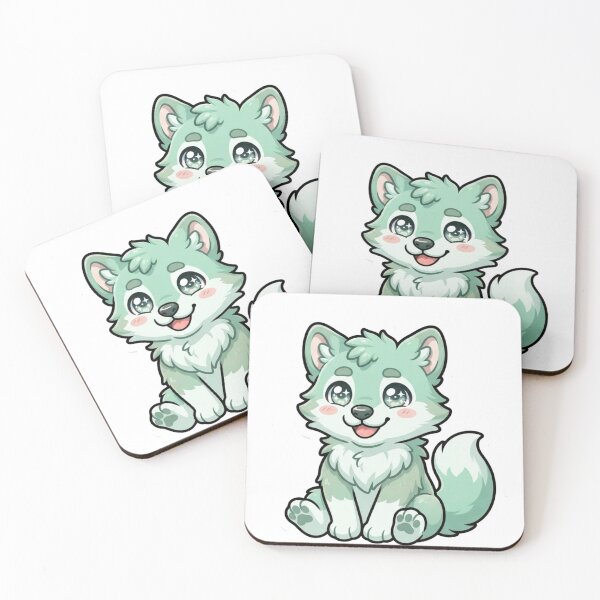Item preview, Kawaii Green Wolf Sticker | Cute Chibi Fursuit Wolf Pup Sticker | Mint Green Furry Wolf Vinyl Decal designed and sold by HOODYBUDSTYLES.