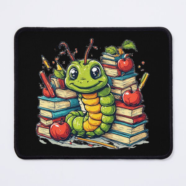 Item preview, Cute Bookworm Caterpillar & Stacks of Books Illustration designed and sold by emiliacreations.