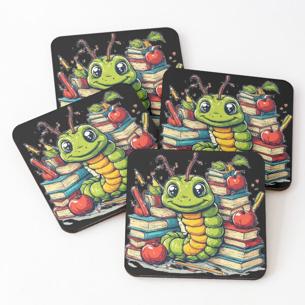 Item preview, Cute Bookworm Caterpillar & Stacks of Books Illustration designed and sold by emiliacreations.