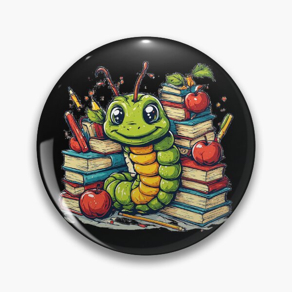 Item preview, Cute Bookworm Caterpillar & Stacks of Books Illustration designed and sold by emiliacreations.