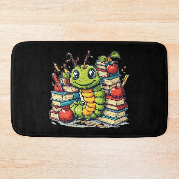 Item preview, Cute Bookworm Caterpillar & Stacks of Books Illustration designed and sold by emiliacreations.