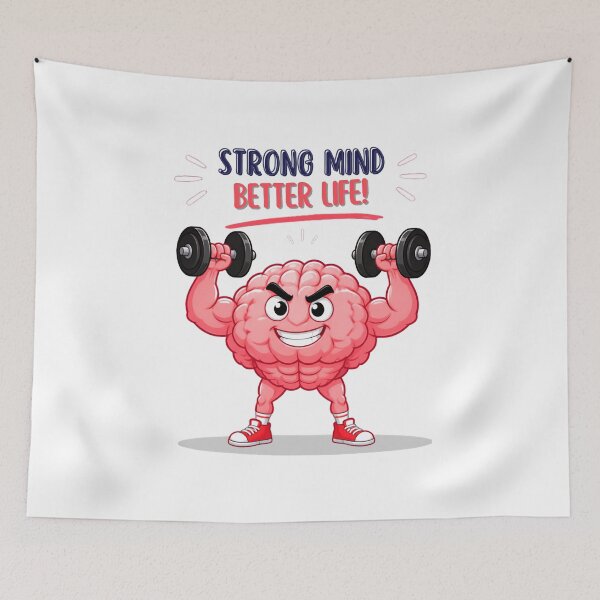 Item preview, Funny Gym Brain Character Mental Strength Quote Design designed and sold by adlkh.