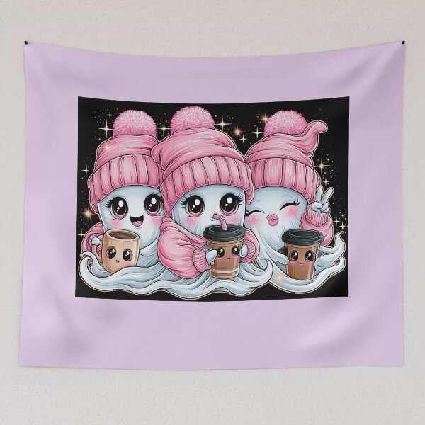 Item preview, Spooky Cute Coffee Drinking Ghosts designed and sold by adees293.