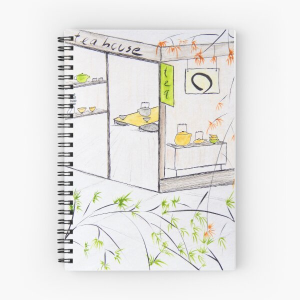 Item preview, Teahouse on Street in Japan | Japanese Tea Watercolor Drawing designed and sold by AngelaMarieArt.