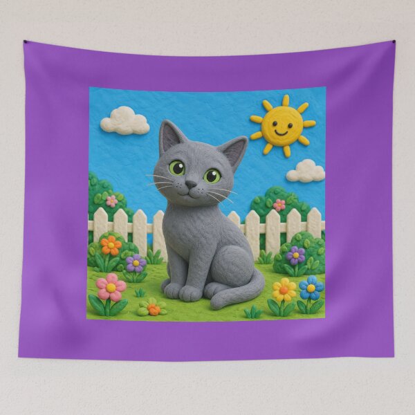 Item preview, Russian Blue cat - clay designed and sold by AcornAndPebble.