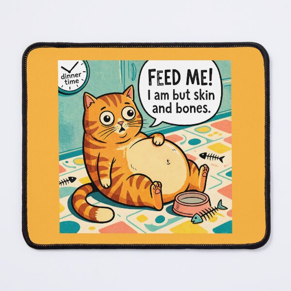 Item preview, Feed Me I Am But Skin And Bones Hungry Cat Begs for Food designed and sold by ThreadRiotTees.