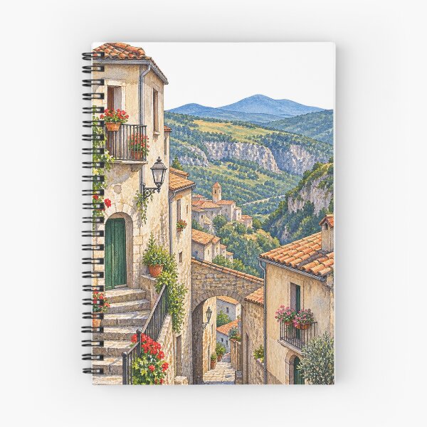Item preview, Basilicata Village Lane and Steps Watercolour designed and sold by FurusatoGallery.