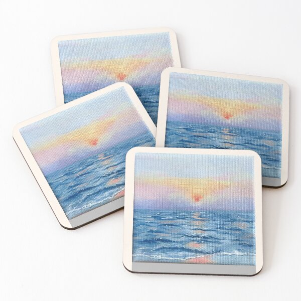 Item preview, Original Pastel Ocean Sunset Acrylic Painting | Handmade Impressionist Seascape designed and sold by PoeticRecipeST.
