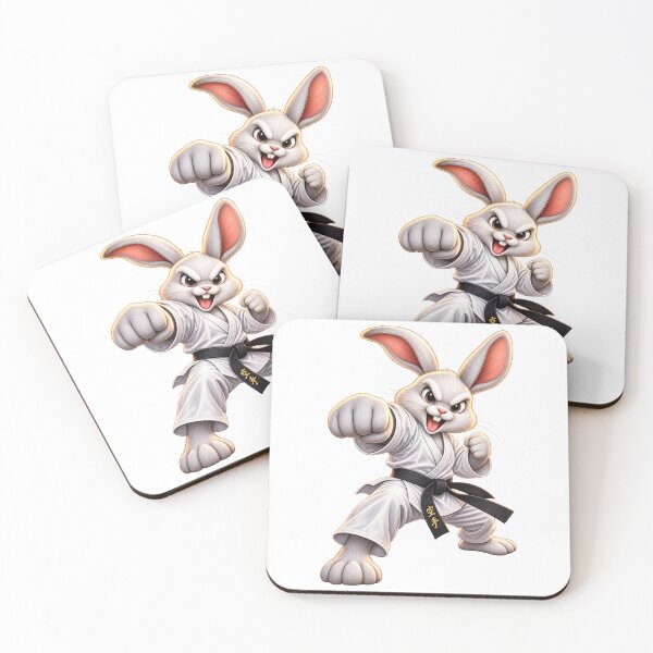 Item preview, Funny Karate Rabbit – Black Belt Martial Arts Bunny designed and sold by AndrewYoko.