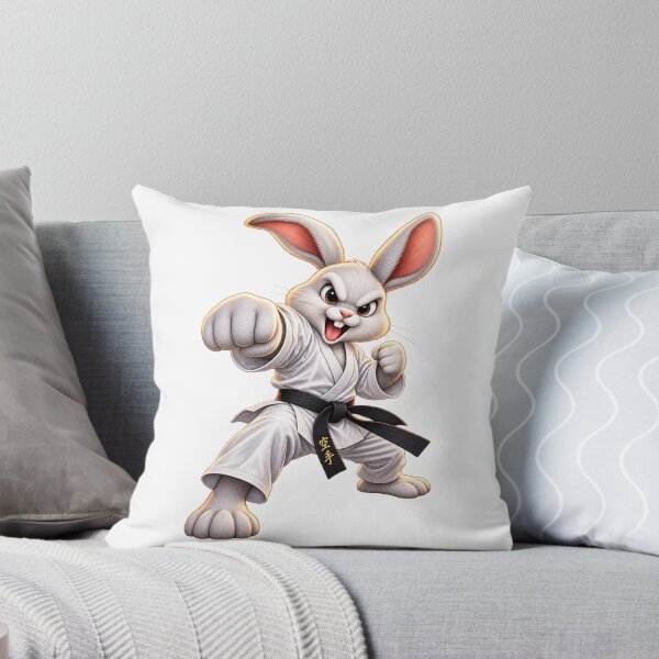 Item preview, Funny Karate Rabbit – Black Belt Martial Arts Bunny designed and sold by AndrewYoko.