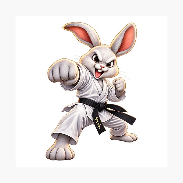 Item preview, Funny Karate Rabbit – Black Belt Martial Arts Bunny designed and sold by AndrewYoko.