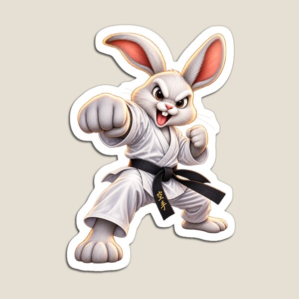 Item preview, Funny Karate Rabbit – Black Belt Martial Arts Bunny designed and sold by AndrewYoko.