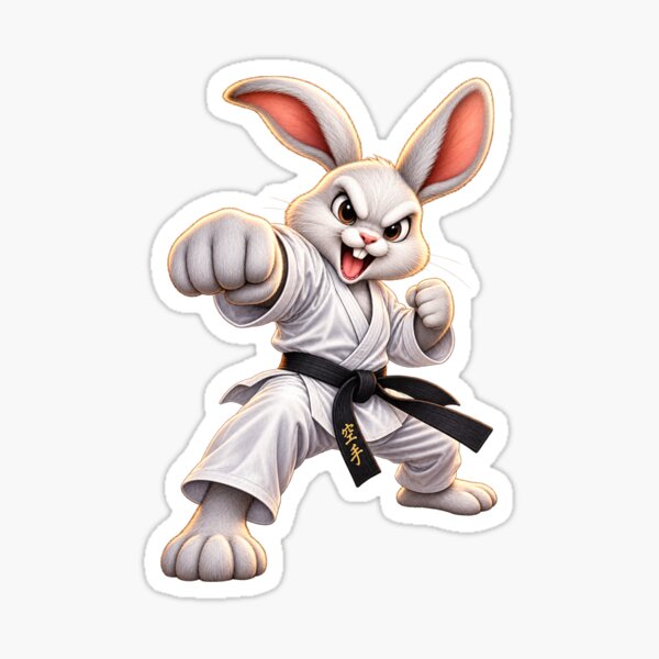 Item preview, Funny Karate Rabbit – Black Belt Martial Arts Bunny designed and sold by AndrewYoko.