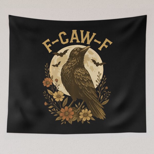 Item preview, Black Crow F-Caw-F Raven Bird Saying Graphic Retro Floral designed and sold by kawaiwifeylovin.