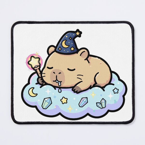 Item preview, Sleepy Capybara Wizard on Magic Cloud - Cozy Wizard Sticker designed and sold by Luminebo.