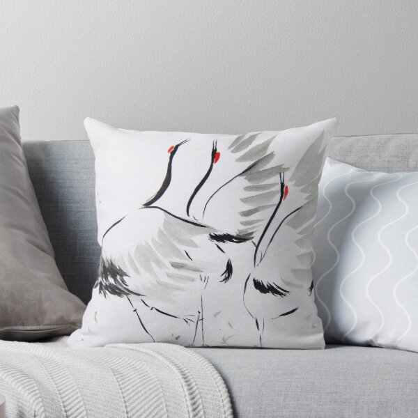 Item preview, Three Dancing Cranes | Sumi-e Japanese Cranes Painting designed and sold by AngelaMarieArt.