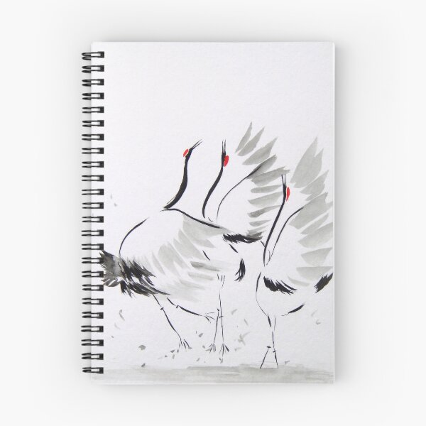 Item preview, Three Dancing Cranes | Sumi-e Japanese Cranes Painting designed and sold by AngelaMarieArt.