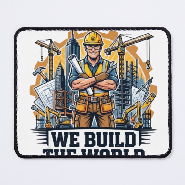 Item preview, Construction Worker We Build The World designed and sold by PixelStyle Studio.