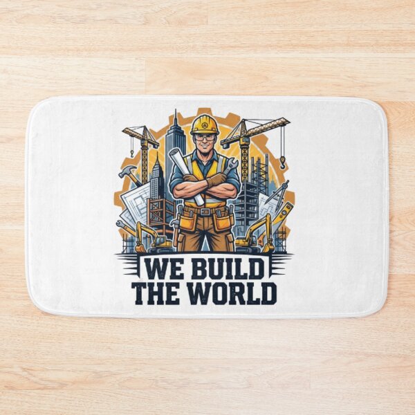 Item preview, Construction Worker We Build The World designed and sold by PixelStyle Studio.