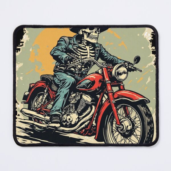 Item preview, Vintage Skeleton Biker Riding a Classic Motorcycle – Retro Gothic Motorcycle Art designed and sold by emiliacreations.