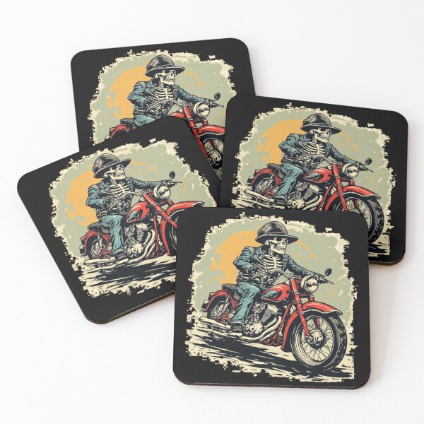 Item preview, Vintage Skeleton Biker Riding a Classic Motorcycle – Retro Gothic Motorcycle Art designed and sold by emiliacreations.