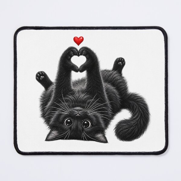 Item preview, Cute Black Cat Heart Hands - Fluffy Kitten Love Art designed and sold by FrescoDesign.