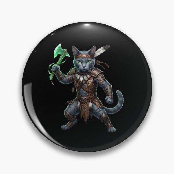 Item preview, Forest Warrior Cat - Tribal Fantasy Feline with Glowing Green Axe designed and sold by TOOBIC.
