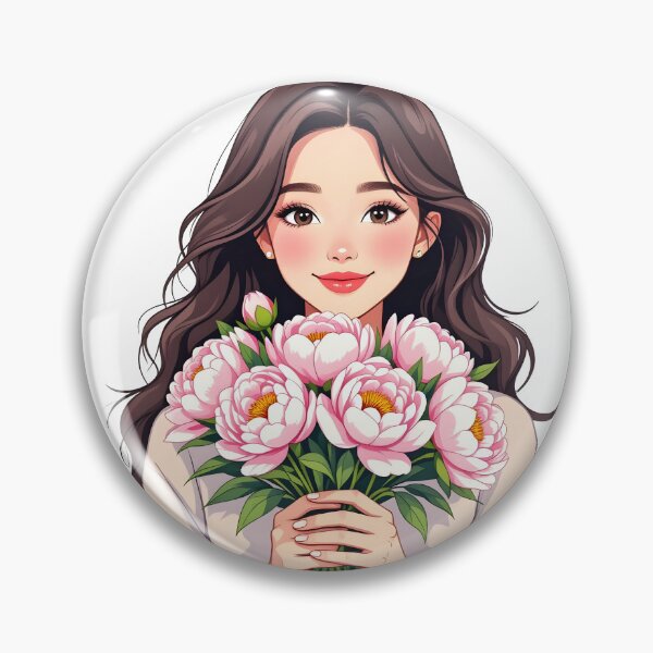 Item preview, Girl with peonies designed and sold by PrintLabStudio.