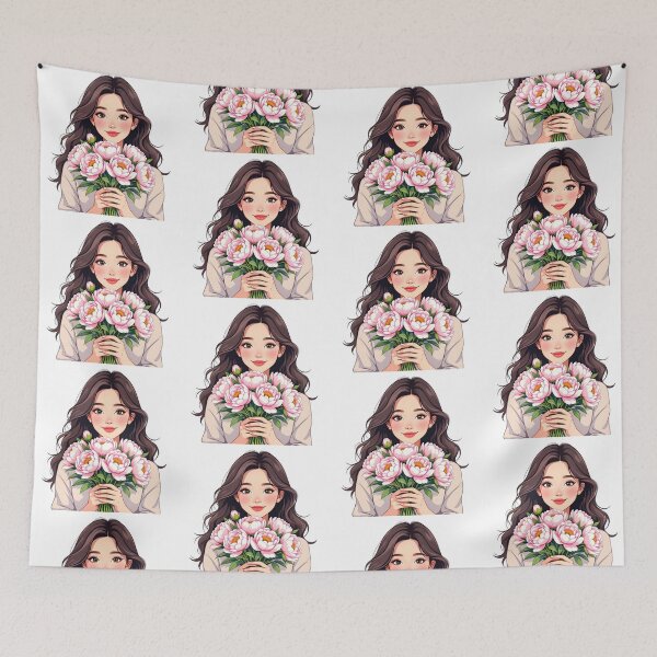Item preview, Girl with peonies designed and sold by PrintLabStudio.