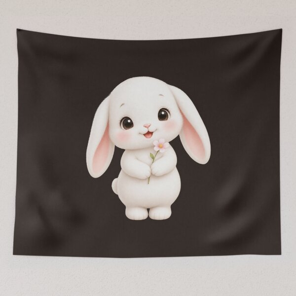 Item preview, Cute Bunny Holding a Pink Flower designed and sold by All About DigiCraft by Fedelina.