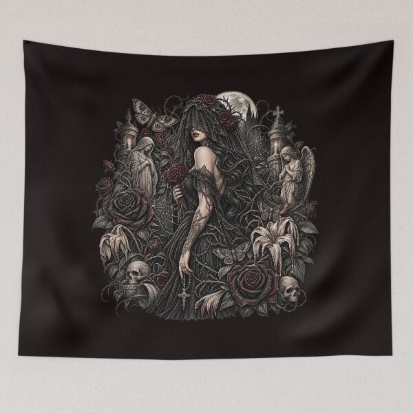 Item preview, Gothic Widow Black Roses Dark Botanical Art designed and sold by TheInkRaven.
