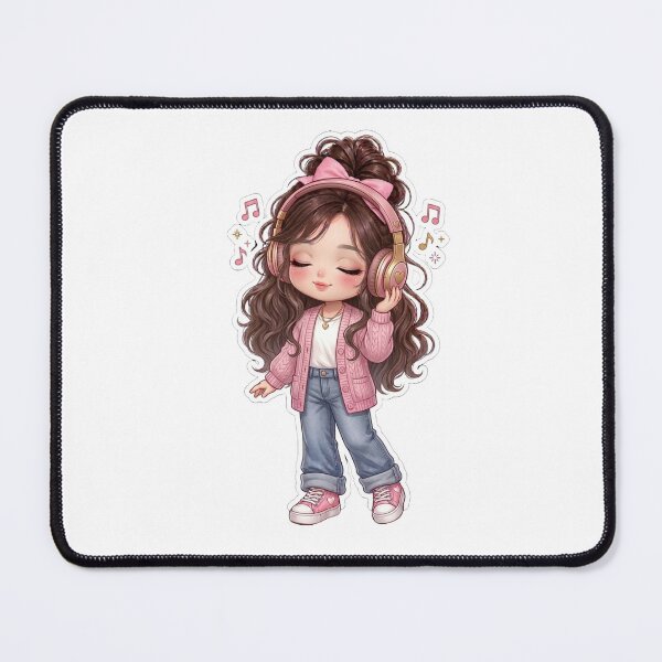 Item preview, Cute Kawaii Chibi Girl with headphones designed and sold by Sidra digital art 8277237.