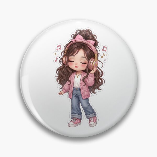 Item preview, Cute Kawaii Chibi Girl with headphones  designed and sold by Sidra digital art 8277237.