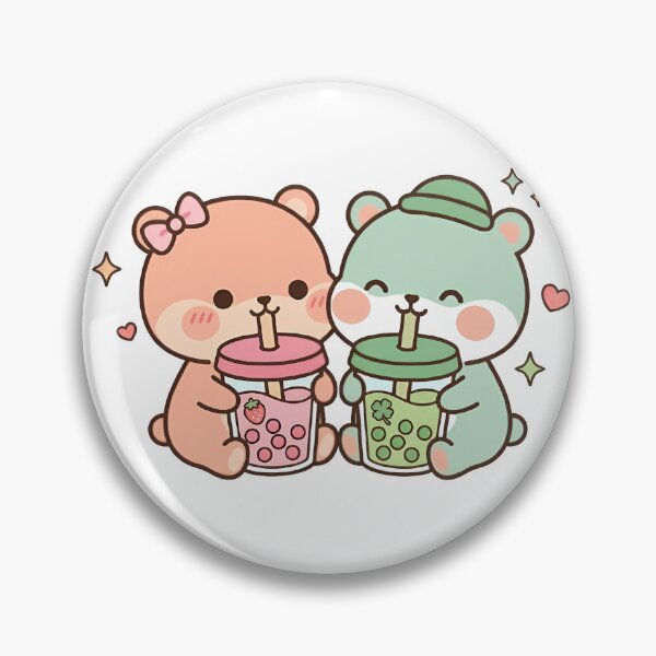 Item preview, Kawaii Cute Boba Bears Sharing Bubble Tea designed and sold by Cuddly-Critters.