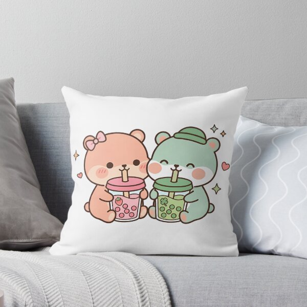 Item preview, Kawaii Cute Boba Bears Sharing Bubble Tea designed and sold by Cuddly-Critters.
