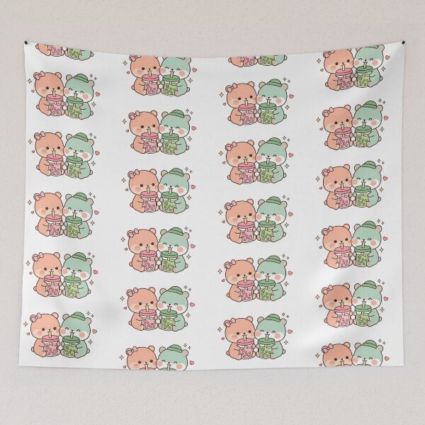 Item preview, Kawaii Cute Boba Bears Sharing Bubble Tea designed and sold by Cuddly-Critters.